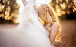 Woman white dress hugging white - the tree free wallpaper