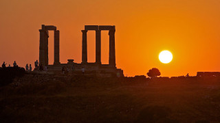 Sunset ruins group trees architecture - apelle free wallpaper