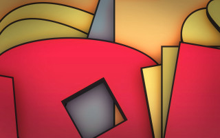 Red object black square yellow - elizabeth murray free wallpaper