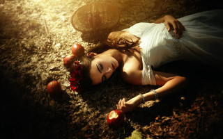 Woman apples flower sun gothic - apple free wallpaper