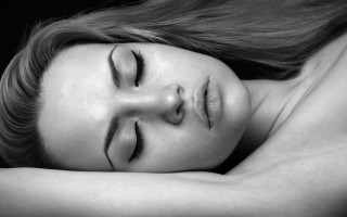 Sleeping woman hyperrealism blackwhite portrait - shaded free wallpaper