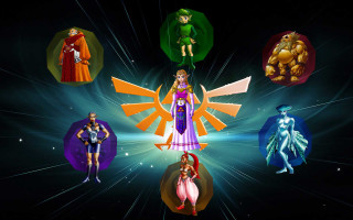 Cartoon characters circle black background - epic fantasy free wallpaper