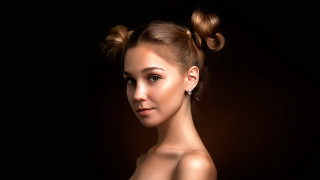 Woman bun ponytail serious portrait - a bun free wallpaper for desktop