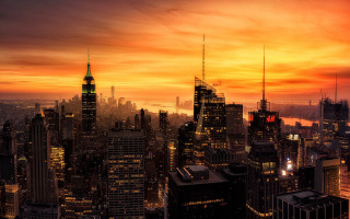Sunset city skyline bridge urban - art brenner free wallpaper
