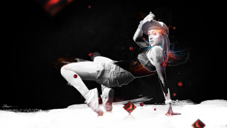 Woman white skateboard snow red - a trick free wallpaper