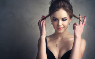 Woman cross necklace black dress - artur tarnowski free wallpaper for desktop