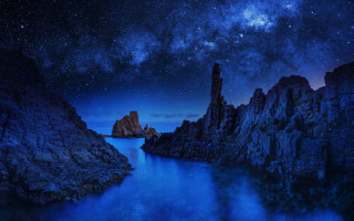 Night sky stars water rocks 3 - night sky free wallpaper for desktop