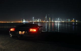 Car night cityscape reflection lights - night free wallpaper for desktop