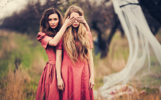 Blonde women red dresses surreal - brooke shaden free wallpaper