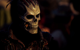 Skull helmet dreadlocks mohawk portrait - the film free wallpaper