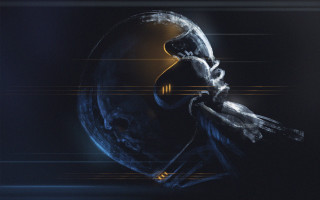 Futuristic person cellphone planet space - concept design art free wallpaper