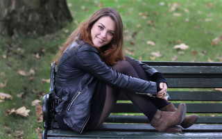 Woman park bench boots cosplay - camille souter free wallpaper