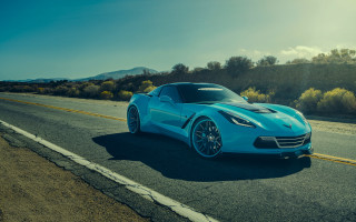 Blue sports car forest mountains - gradient light blue free wallpaper for desktop