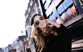 City street woman sunglasses phone - sunglass free wallpaper