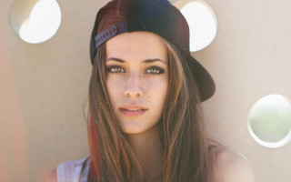 Woman hat longhair serious moonlight - perfect face free wallpaper