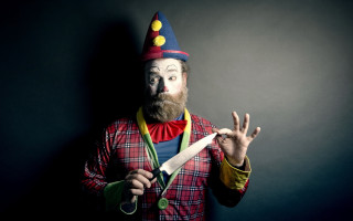 Clown mask scissors knife plaid - artur grottger free wallpaper for desktop