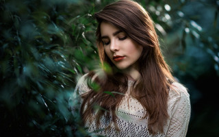 Woman long hair forest white - her cell phone free wallpaper