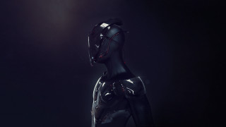 Black robot red light afrofuturism 2 - warframe armor free wallpaper