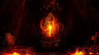 Glowing candle dark room fire - fantasy artwork free wallpaper