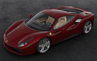 Red sports car top view - a black floor free wallpaper