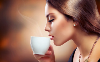 Woman coffee steam necklace portrait - facial feature free wallpaper