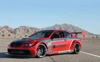 Red car black stripe mountains - redshift free wallpaper