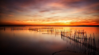 Sunset water poles boats urban - a few boat free wallpaper for desktop