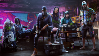 Group of people skateboards cyberpunk - ultra realistic digital art free wallpaper
