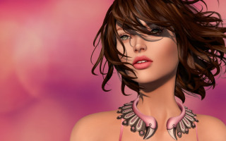 Woman pink necklace brown hair - evert collier free wallpaper