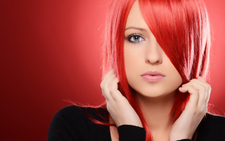 1girl redhair longhair haircoveringeye looking - free anime wallpaper