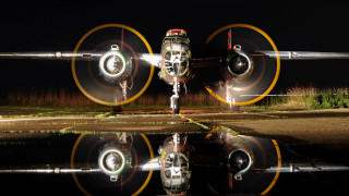 Plane runway night lights reflection - its light free wallpaper