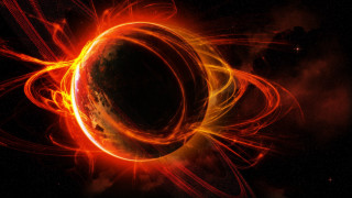 Black hole red yellow swirl 2 - a black hole free wallpaper