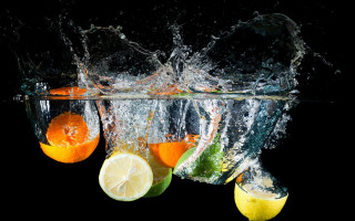 Water lemons limes glass photorealism - the glass free wallpaper for desktop