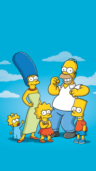 Simpsons family standing together cartoon - a blue sky background free wallpaper
