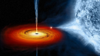 Blackhole reddisk aurora astronaut milkyway - a black hole free wallpaper