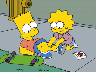 Cartoon man woman skateboard sitting - together free wallpaper