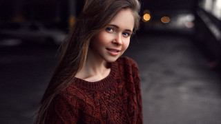 Woman longhair nightparking bus car - anka zhuravleva free wallpaper