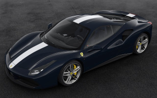 Blue sports car white stripe - shown free wallpaper