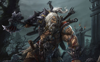 Bearded man demon sword epic - his hand and a demon free wallpaper