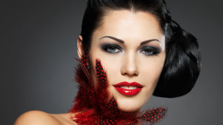 Woman red feather lipstick artdeco - airbrush free wallpaper for desktop