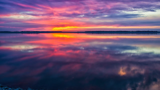 Colorful sunset lake clouds boat - the sky and a boat free wallpaper
