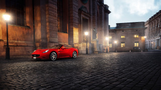 Red sports car night cityscape 3 - arvid nyholm free wallpaper