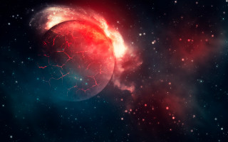 Red blue object space stars - star and dust free wallpaper