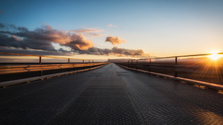 Sunset fence road cityscape clouds - a long road free wallpaper