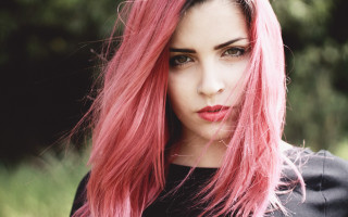 Pink haired woman rainy outdoors - pink hair free wallpaper