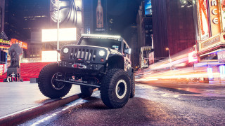 Jeep night city lights skyscraper - a jeep free wallpaper