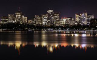 City skyline night reflection fireworks - christopher wren free wallpaper