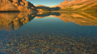 Mountain reflection lake rocks city - bob ross free wallpaper