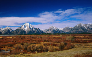 Mountain river beach sky clouds - ansel adams free wallpaper