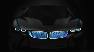 Black car blue lights photorealism - a black car free wallpaper for desktop